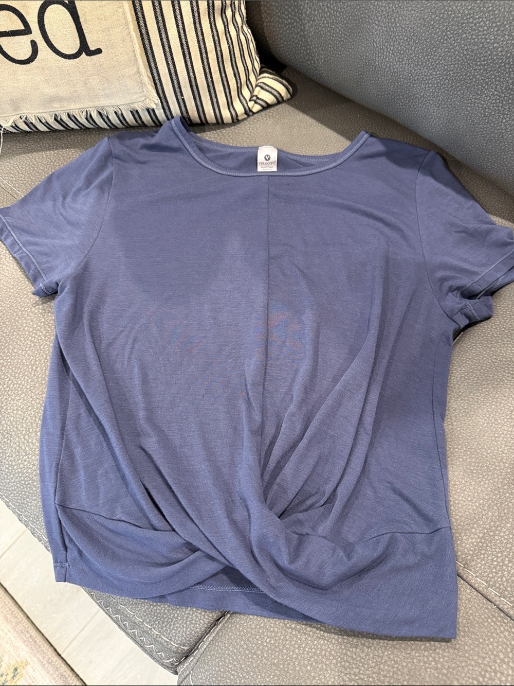 Velocity Slate Blue Twist-Front Short Sleeve Tee